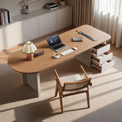 Hokku Designs Cream-colored solid wood desk with a simple design