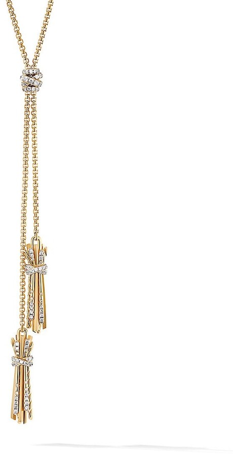 Guess Knotted Rope Chain Lariat with Tassel Y-Shaped Necklace
