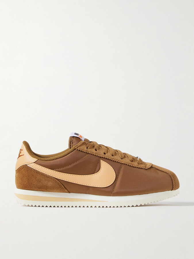 Nike Cortez Suede And Leather-trimmed Shell Sneakers - Brown