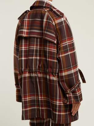 Acne Studios Oversized Checked Wool Blend Coat - Womens - Brown Multi