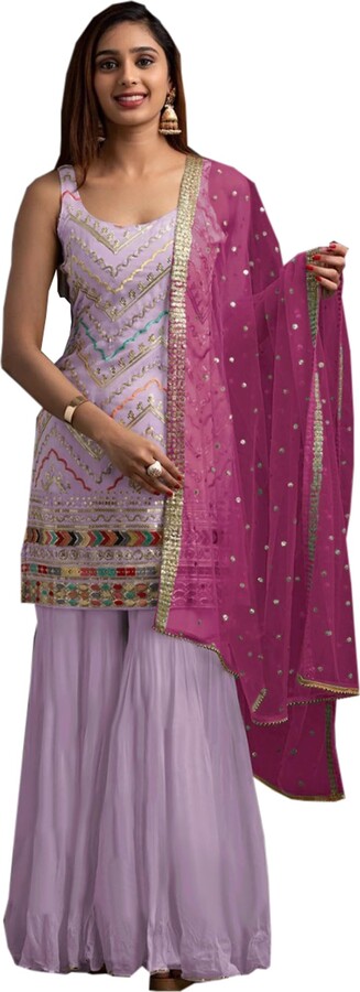 JIVRAJ FASHION Samt Salwar Kameez - Ready To Wear Mit Stickerei Für Festliche Anlässe