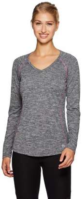RBX Women's Active Space Dye Heather Long Sleeve V-Neck