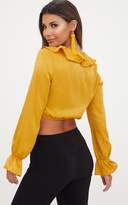 Thumbnail for your product : PrettyLittleThing Red Satin Frill Longsleeve Blouse