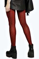 Thumbnail for your product : boohoo Annabelle Red Textured Tartan Tights
