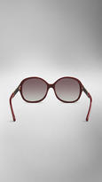 Thumbnail for your product : Burberry Check Detail Round Frame Sunglasses