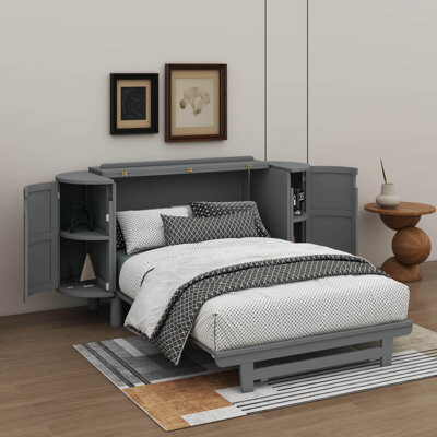 Bay Isle Home Sleek Murphy Bed With Hidden Storage And Modern Woven Design