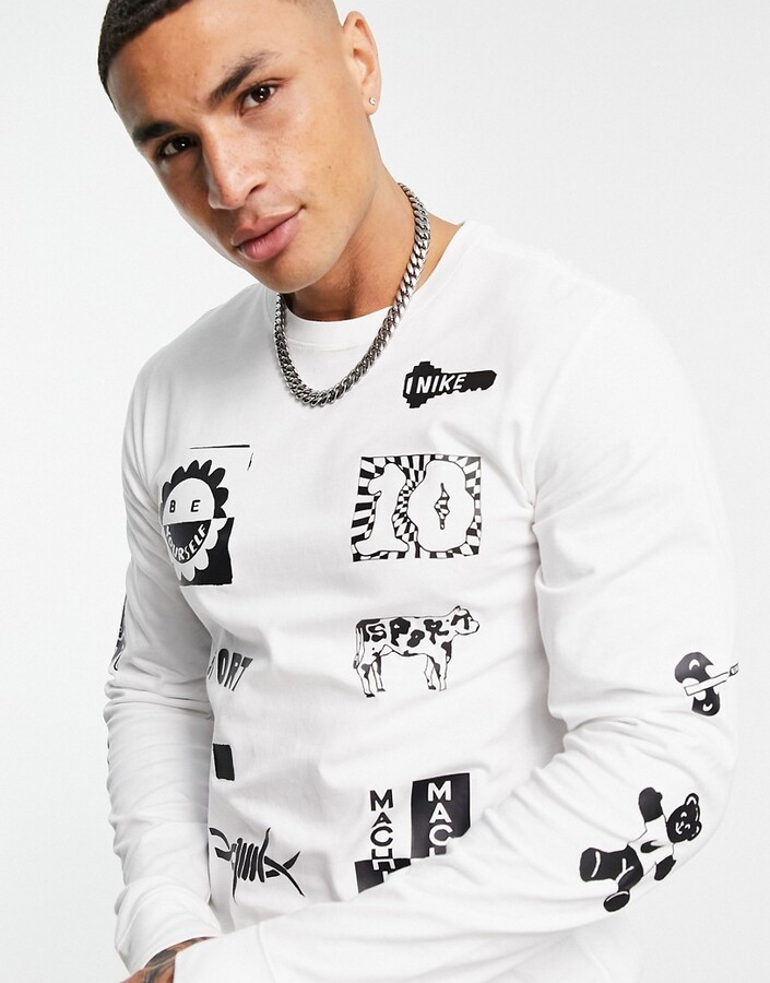 Nike A.I.R. graphic long sleeve T-shirt in white - ShopStyle