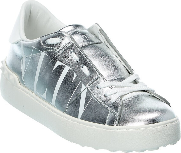 Valentino Women's Silver Sneakers Athletic Shoes |