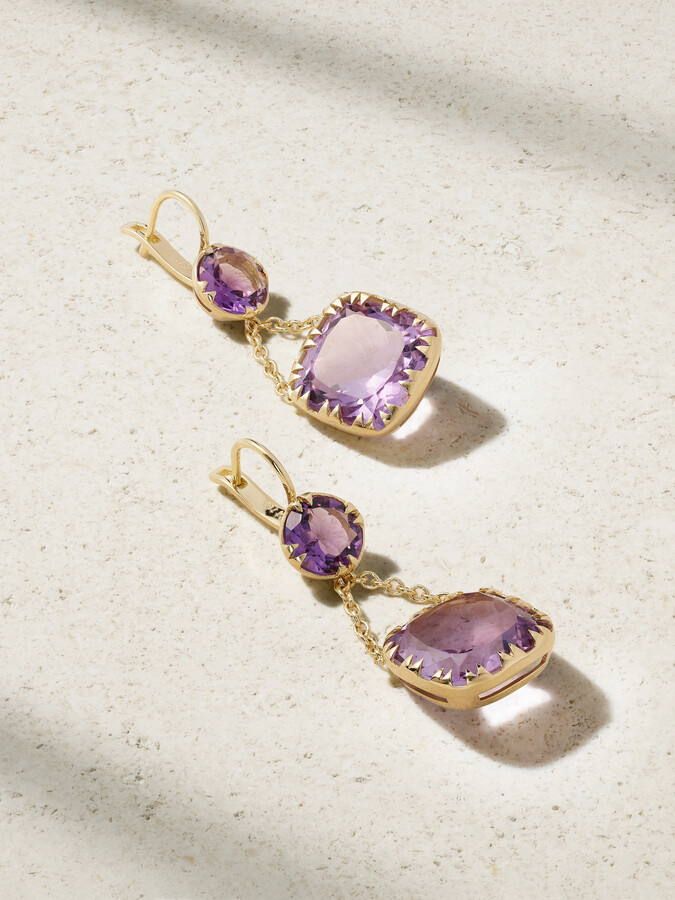 Ileana Makri Crown 18-karat Gold Amethyst Earrings - One size