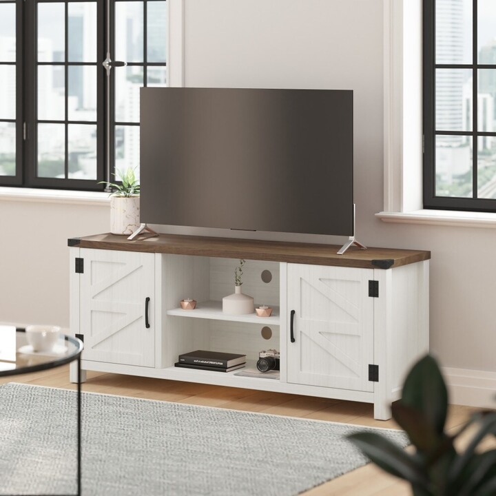 Taylor & Logan 59" Modern Farmhouse Media Console with Barn Doors