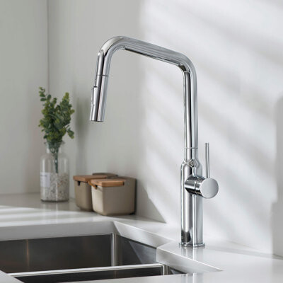 KIBI Macon Pull Down Single Handle Kitchen Faucet with Accessories