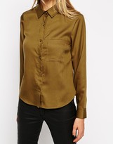 Thumbnail for your product : ASOS PETITE Exclusive Casual Shirt in Tencel