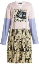 Thumbnail for your product : Prada Comic-print Cotton-jersey And Silk Dress - Womens - Pink Multi