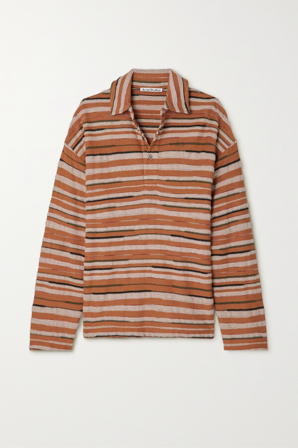Acne Studios Oversized Striped Jacquard-knit Polo Shirt - Brown - ShopStyle  Tops