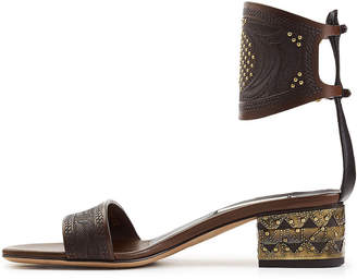 Valentino GARAVANI Embossed Leather Sandals with Stud Embellishment