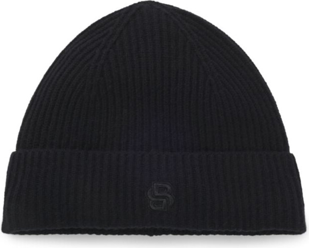 HUGO BOSS Wool-cashmere beanie hat with Double B monogram