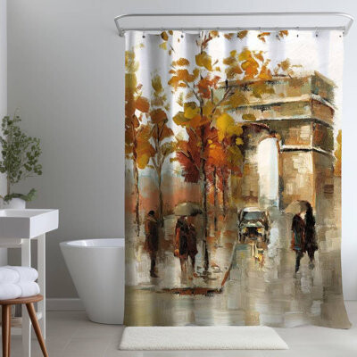 Begin Edition International Inc. Arc de Triomphe Autumn Trees Shower Curtain - Orange Decor