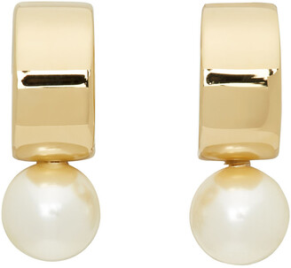 Simone Rocha Gold Mini Pearl Hoop Earrings