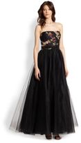 Thumbnail for your product : Marchesa Notte Floral-Bodice Ball Gown