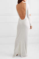 Thumbnail for your product : Balmain Open-back Embellished Chiffon Gown - White