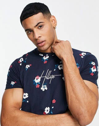 Hollister t-shirt with floral print in navy - ShopStyle