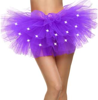 Simplicity LED Tu tu Light Up Neon Tutu Skirt for Party Stage Costume Show Nightclub