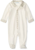 Thumbnail for your product : Ralph Lauren Plaid-Trim Footed Pima Coverall, Size Newborn-9 Months