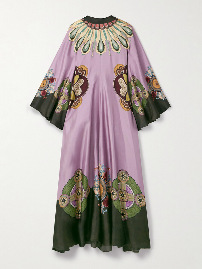 La DoubleJ Icon Magnifico Printed Silk-twill Maxi Dress - Purple