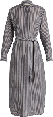 Vince Striped cotton-voile midi dress