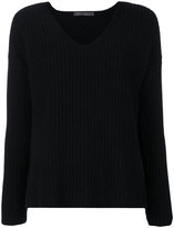 Thumbnail for your product : Incentive! Cashmere ribbed detail V neck knitted top