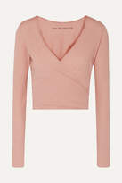 Thumbnail for your product : Live The Process Cropped Wrap-effect Cotton And Cashmere-blend Top - Blush