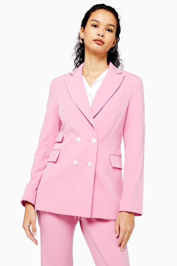 Topshop Pink Double Breasted Blazer - ShopStyle