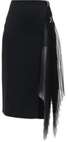 Thumbnail for your product : David Koma Side-pleated Tulle-panelled Crepe Skirt - Black