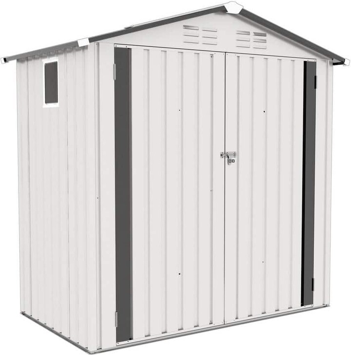 Tenleaf 6 ft. W x 3.5 ft. D White Metal Shed with Peaked Roof Waterproof, Clear Window, Lockable Door (21 sq. ft. )
