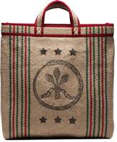 Thumbnail for your product : Gucci beige Juta Arles print straw tote bag