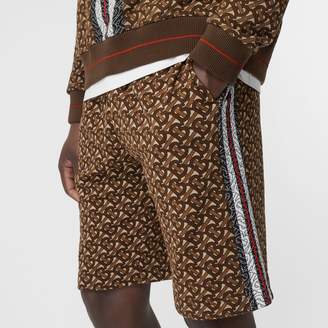 Burberry Monogram Stripe Print Cotton Drawcord Shorts