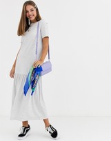 Thumbnail for your product : ASOS DESIGN t-shirt maxi dress with tiered dropped hem in grey marl