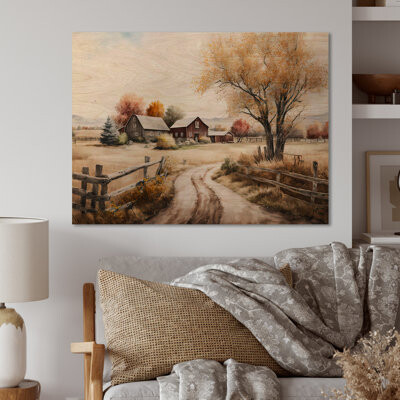 August Grove Beautiful Barn In Spring VI - Traditional Brown Wood Print