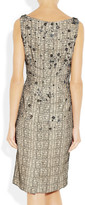 Thumbnail for your product : Lela Rose Embellished grid-overlay silk-satin dress