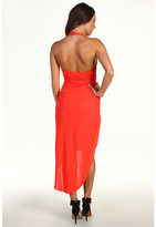 Thumbnail for your product : Halston Matte Jersey Halter Dress with Waist Hardware and Long Layered Skirt