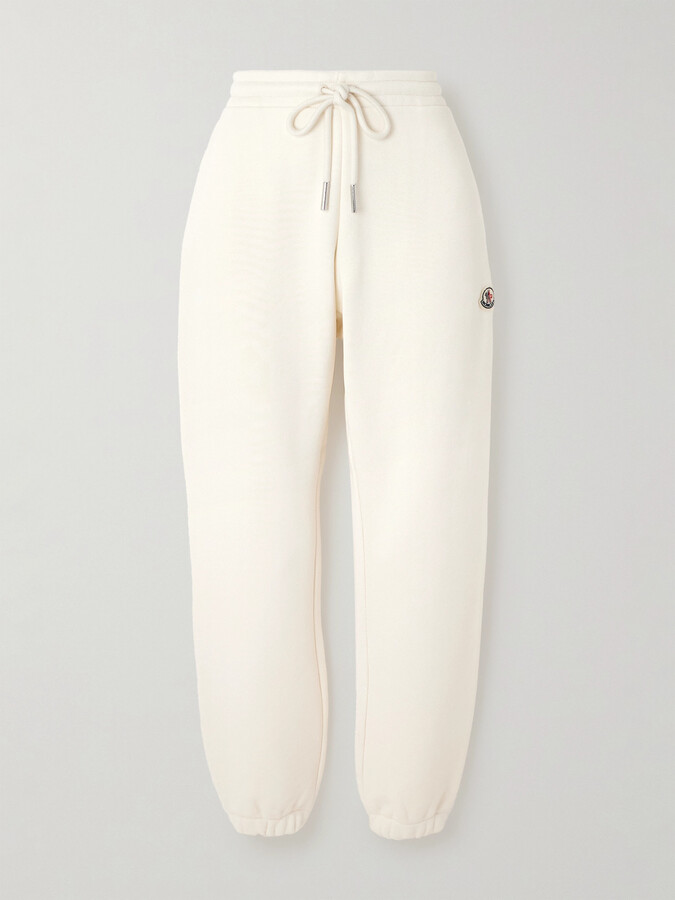 Moncler Appliquéd Cotton-blend Jersey Sweatpants - Cream