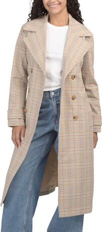 Relaxed Duster Heritage Plaid Trench Coat for Women | Polyester/Spandex
