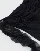 Thumbnail for your product : I SAW IT FIRST mesh sleeve ruched mini dress in black
