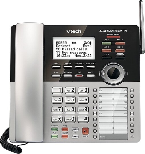 Vtech Small Business CM18245 4-Line Cordless Extension Phone, Silver/Black