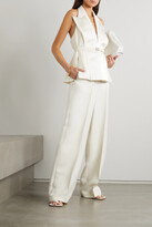 Thumbnail for your product : Fendi Belted Satin-trimmed Wool And Silk-blend Crepe Halterneck Vest - White