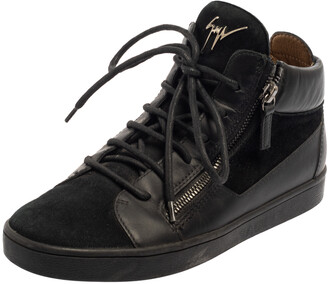 Womens Black Leather High Tops | Shop the world's largest collection of  fashion | ShopStyle UK