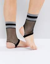 Thumbnail for your product : ASOS Design Stripe Welt Fishnet Stirrup Socks