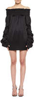 Thumbnail for your product : Saint Laurent Silk Satin Off-the-Shoulder Minidress