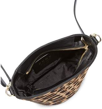 DKNY Leopard-Print Calf Hair Leather Chain Bucket Bag