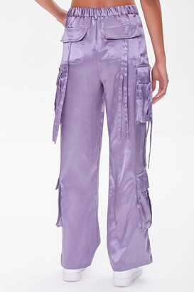 Purple Satin Cargo Pants  Women's Pants - Motto Fashions